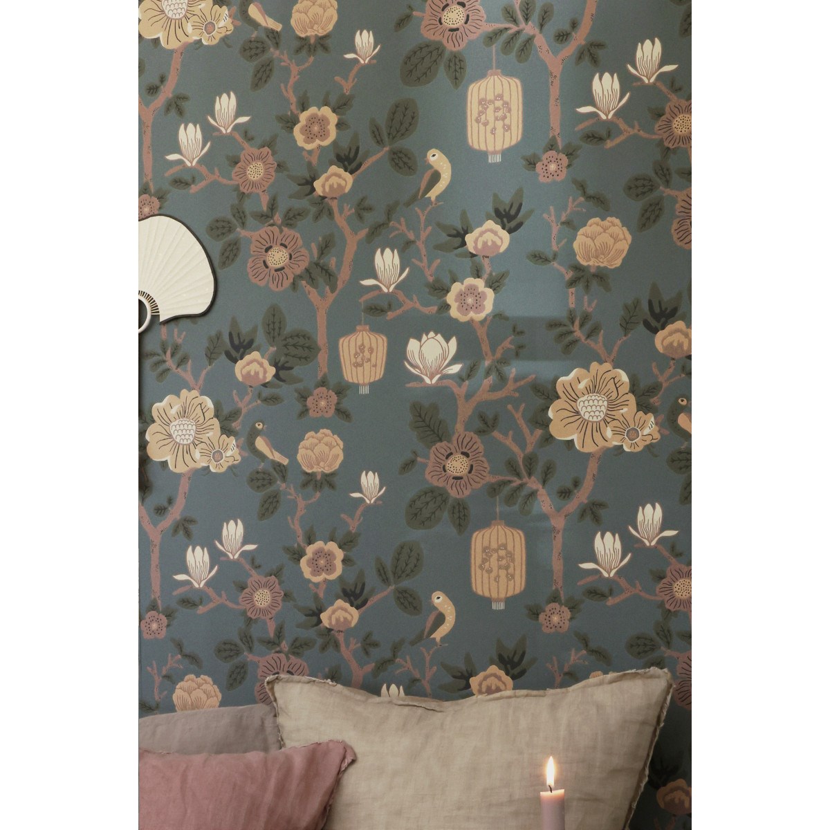 Tapet Tokyo Tea Moonlight Pine Green Blue