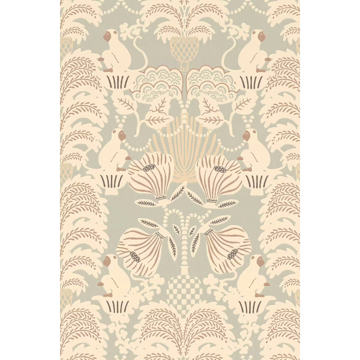 Tapet Hello Monkey Pale Sage Green