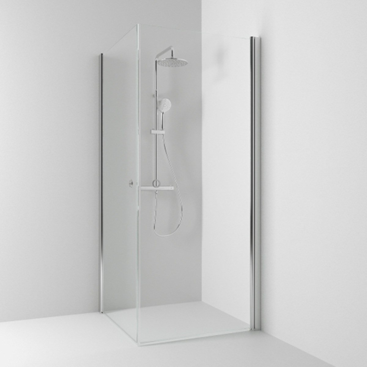 Duschhörna Skoga 80x80cm, Blank, Krom, Hålgrepp