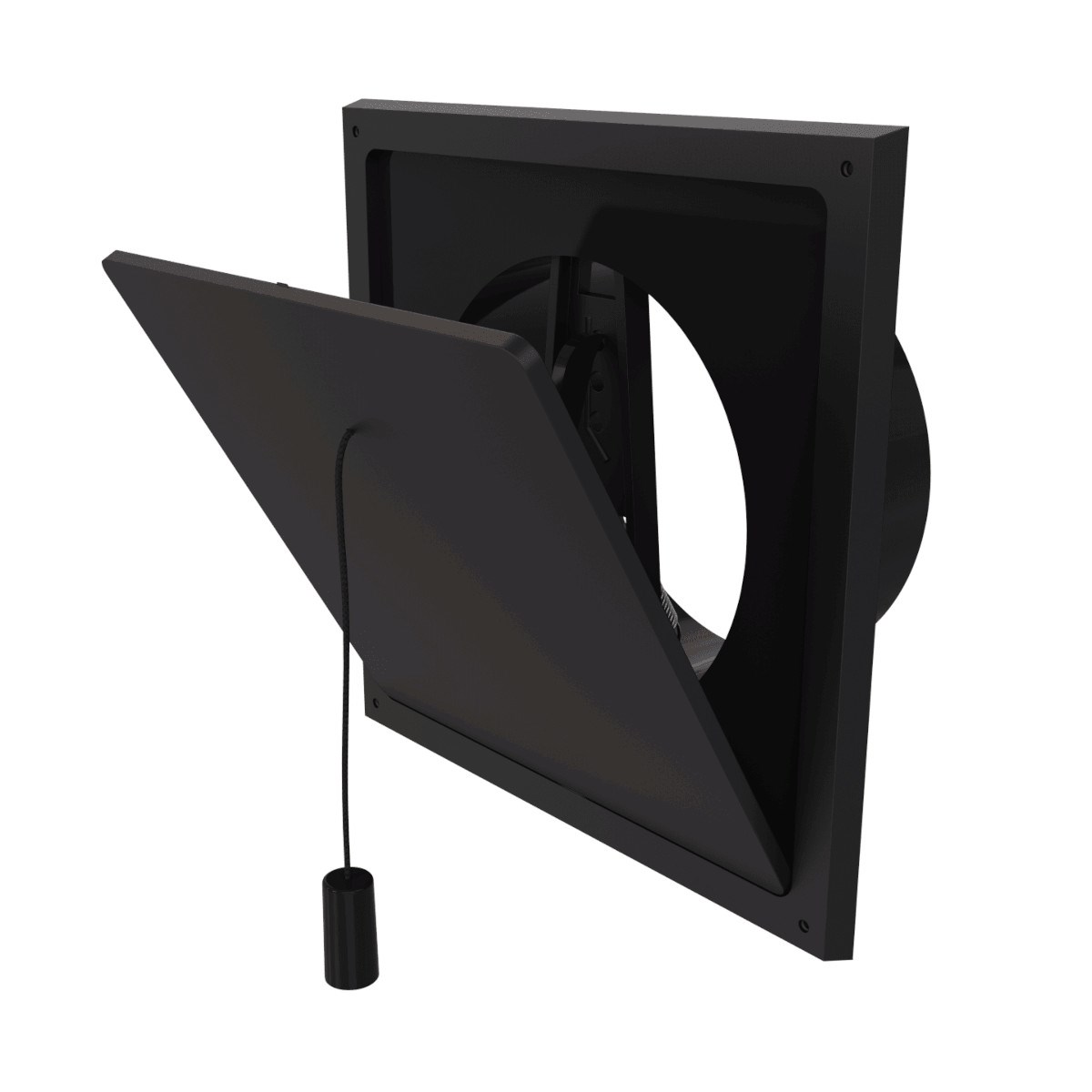 Klaffventil Med Rund Stos 125k Svart 180x180mm