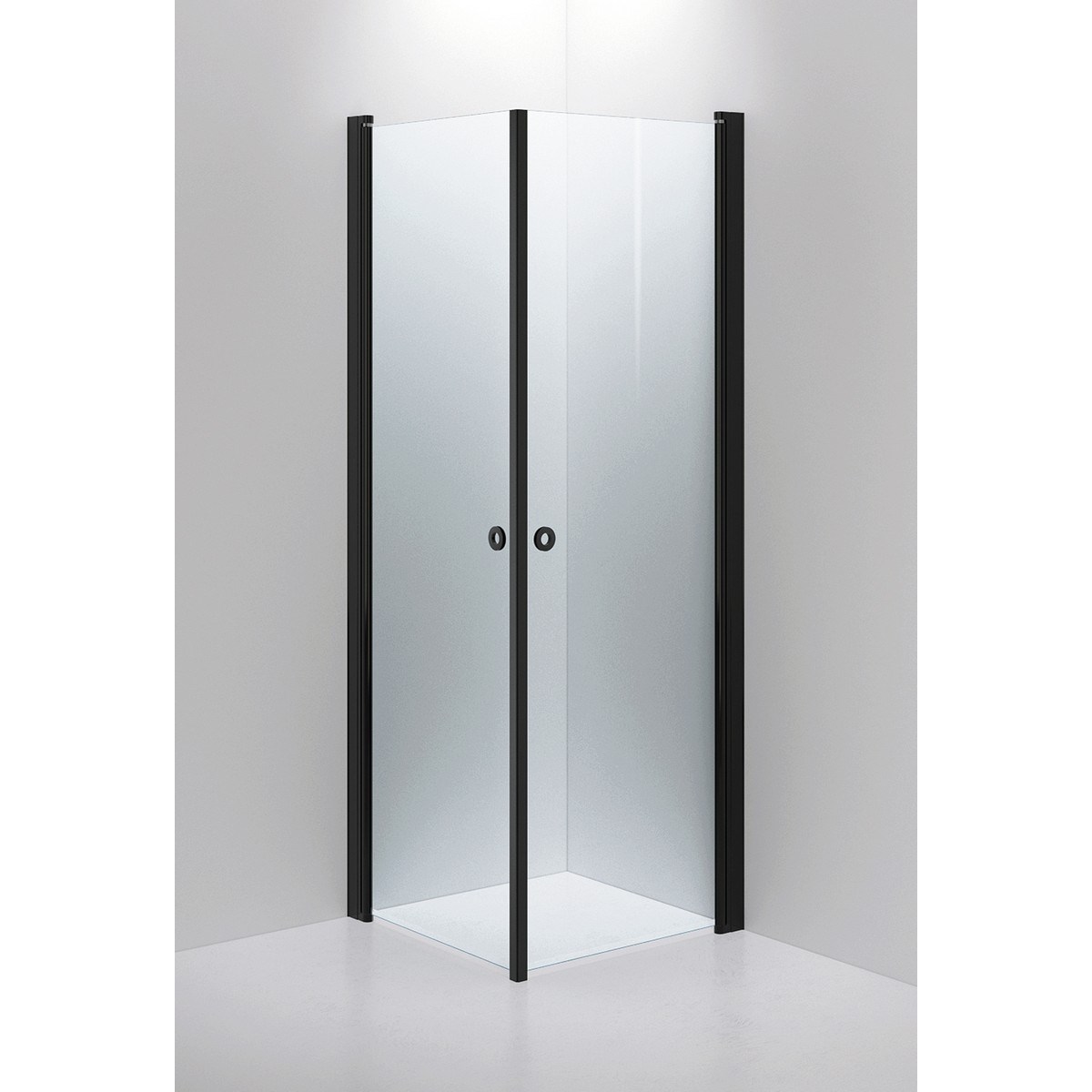Duschhörna Linc Angel Matte Black, 70x70x200cm, Clear