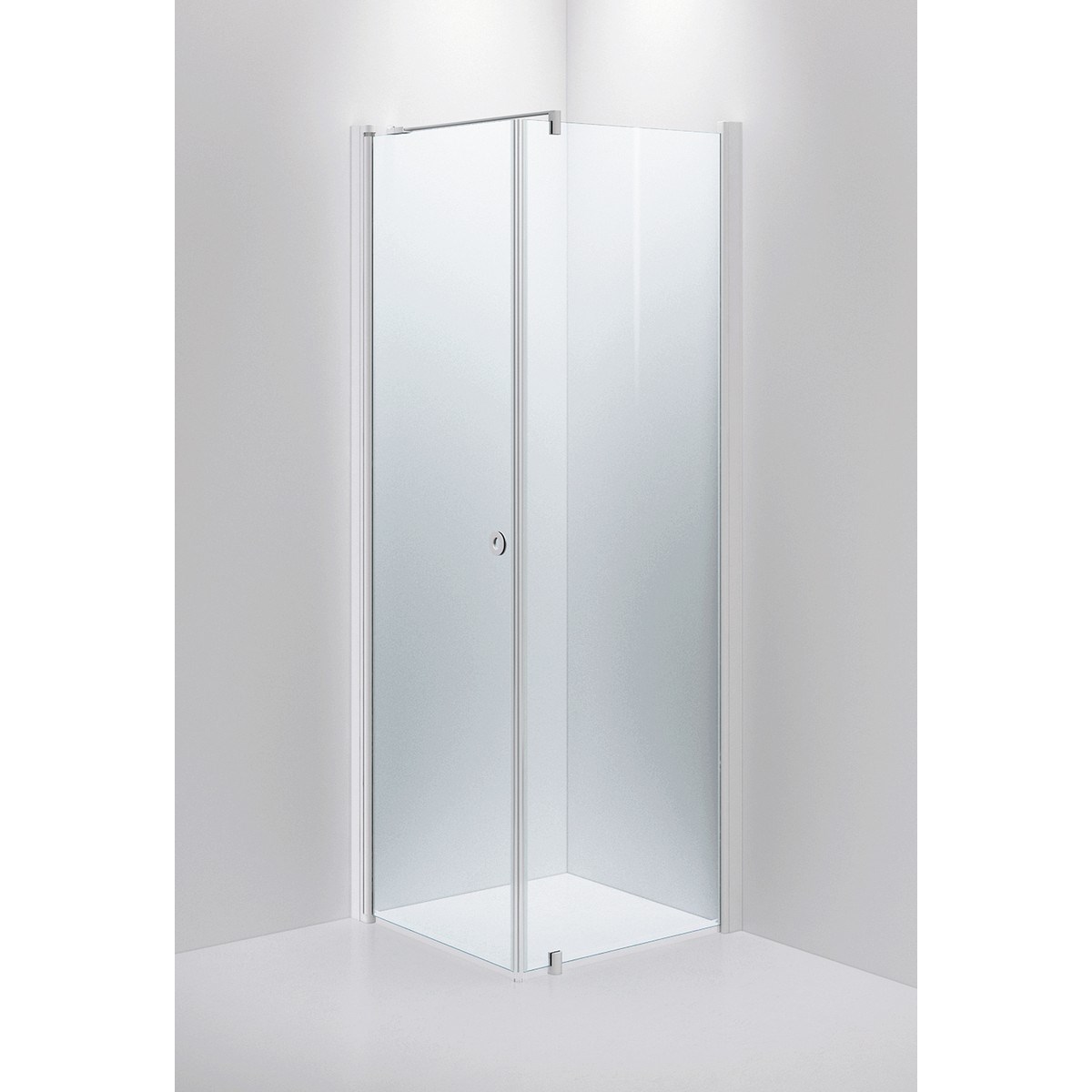 Duschhörna Med Fast Vägg Linc 13 Original Matte White, 70x70x200cm, Clear