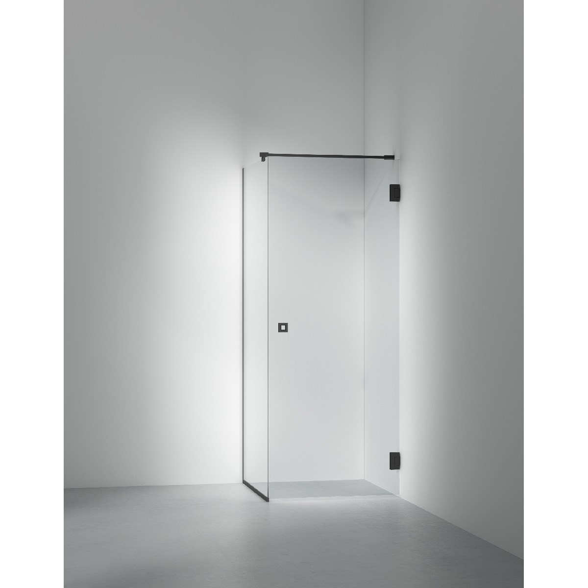 Duschhörna Med Fast Vägg Arc 13 Frame Matte Black, 80x80x200cm, Clear