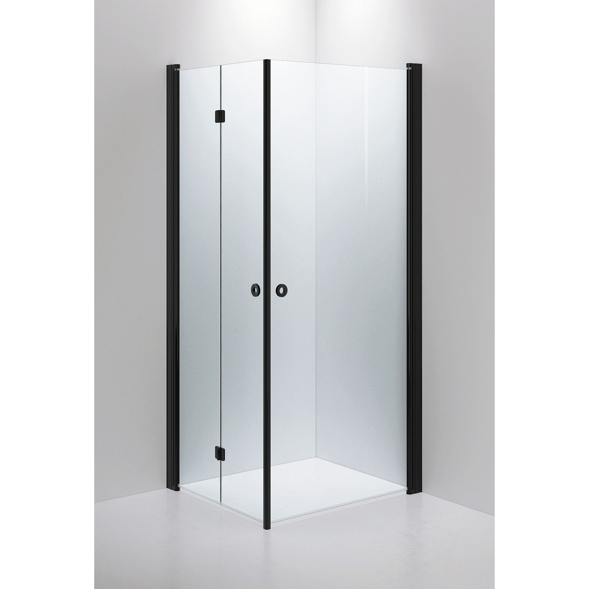 Duschhörna Med Vikdörr Linc 66 Flex Vänster Matte Black, 80x90x200cm, Clear