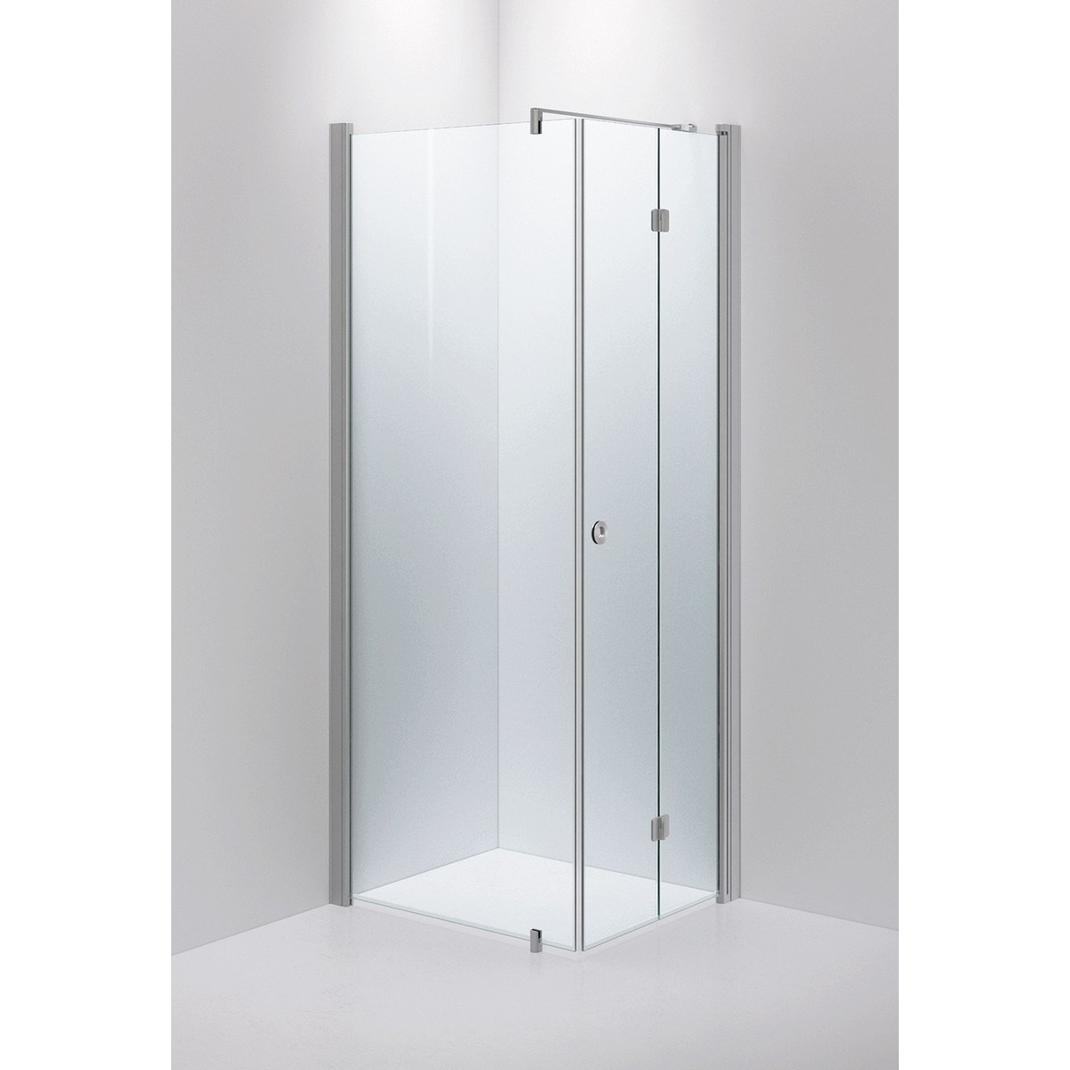 Duschhörna Med Fast Vägg Linc 13 Flex Höger Brushed, 70x80x200cm, Clear