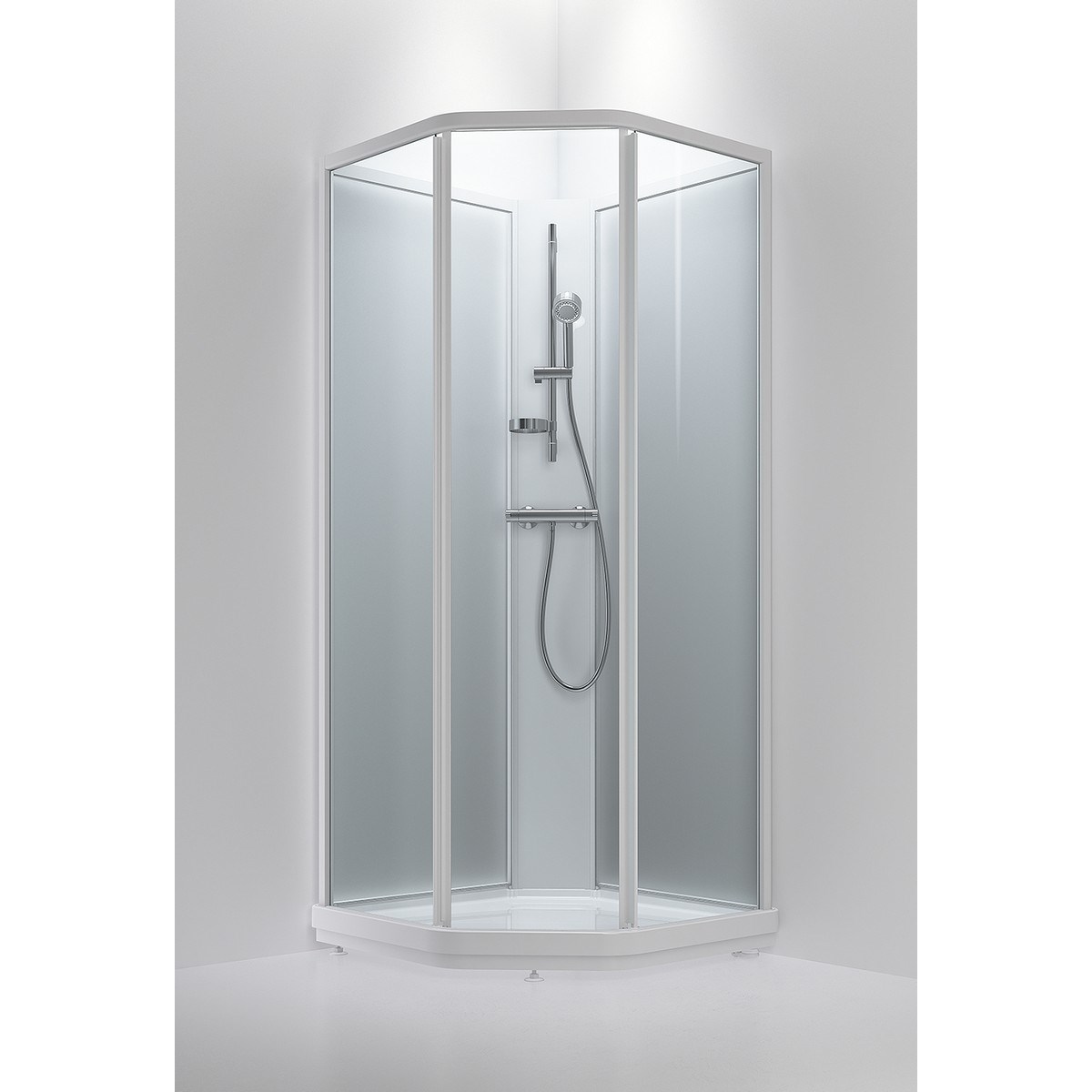 Duschkabin Bric 2 Vänster Vit, 70x90x214cm, Clear, Frosted