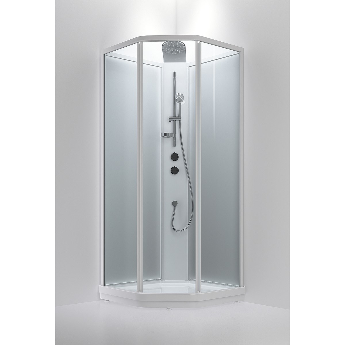 Duschkabin Bric 3 Vit, 90x90x228cm, Clear, Frosted