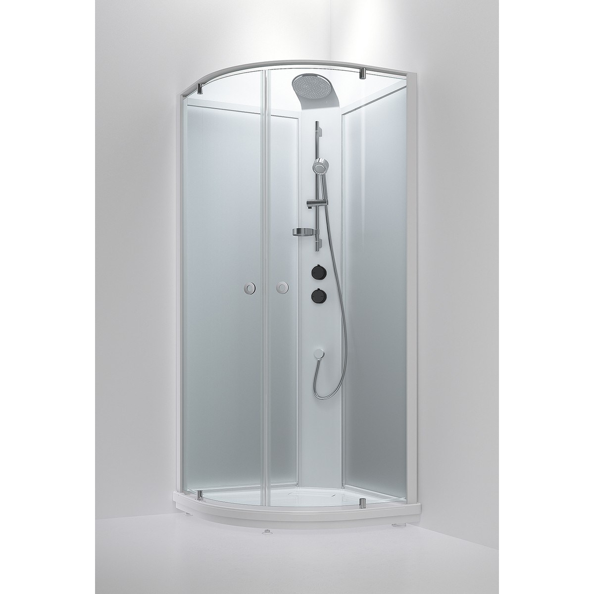 Duschkabin Bric 4 Vit, 100x100x227cm, Clear, Frosted