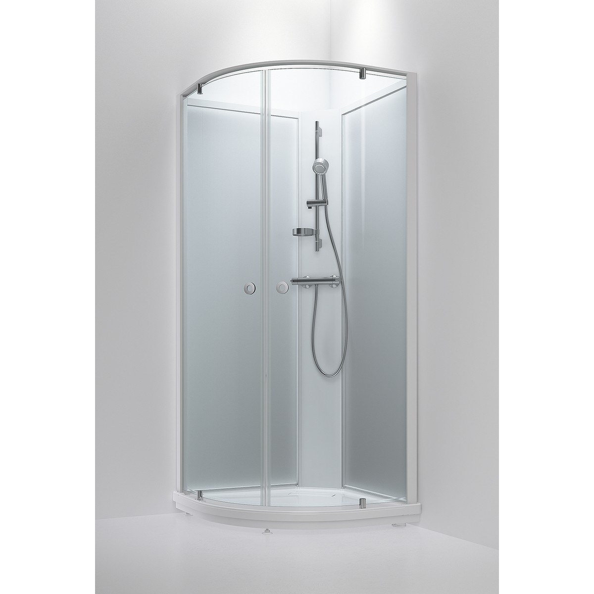 Duschkabin Bric 5 Vit, 100x100x213cm, Clear, Frosted