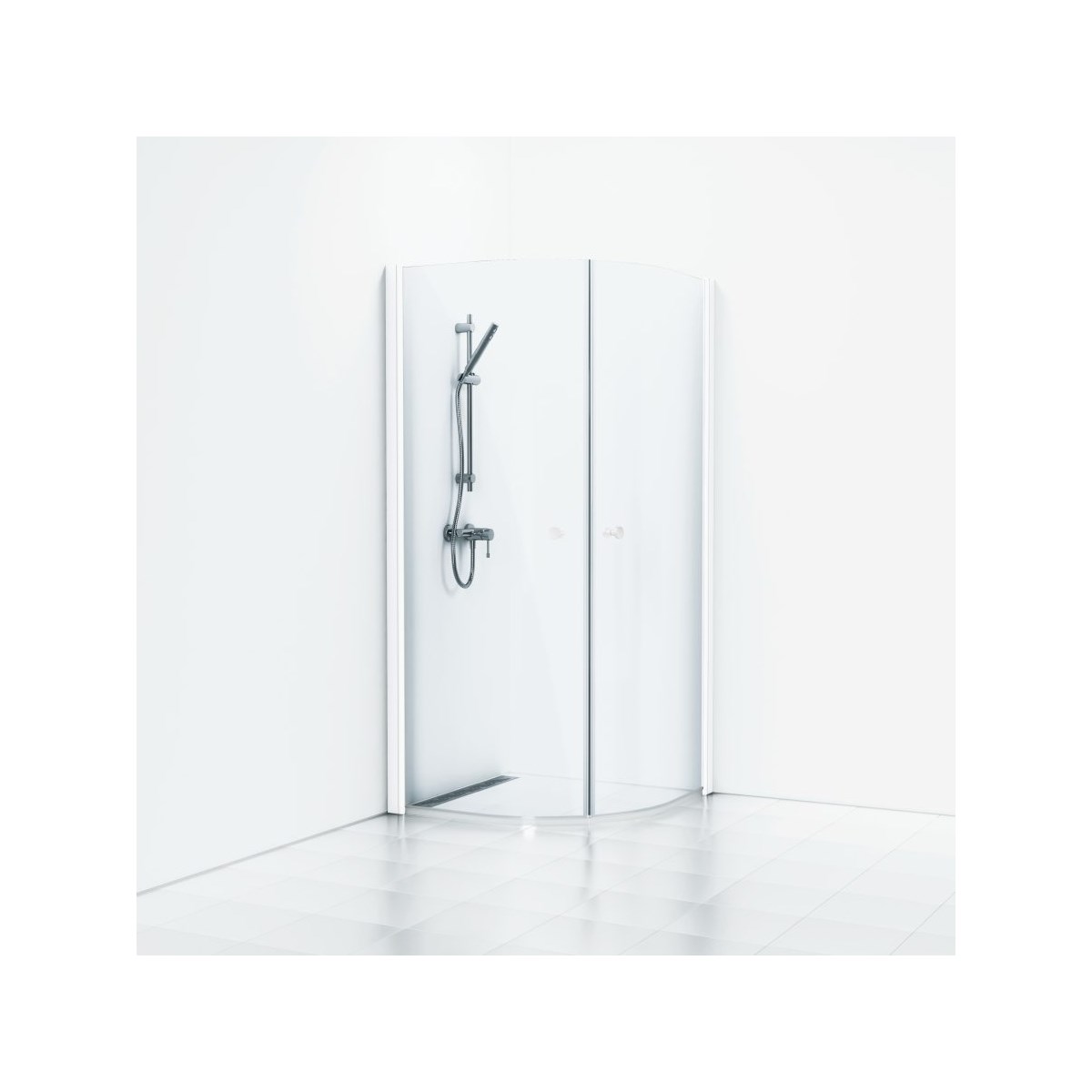 Duschhörna Skoga Matt, Vit, 100x100x198cm, Klarglas, Rund