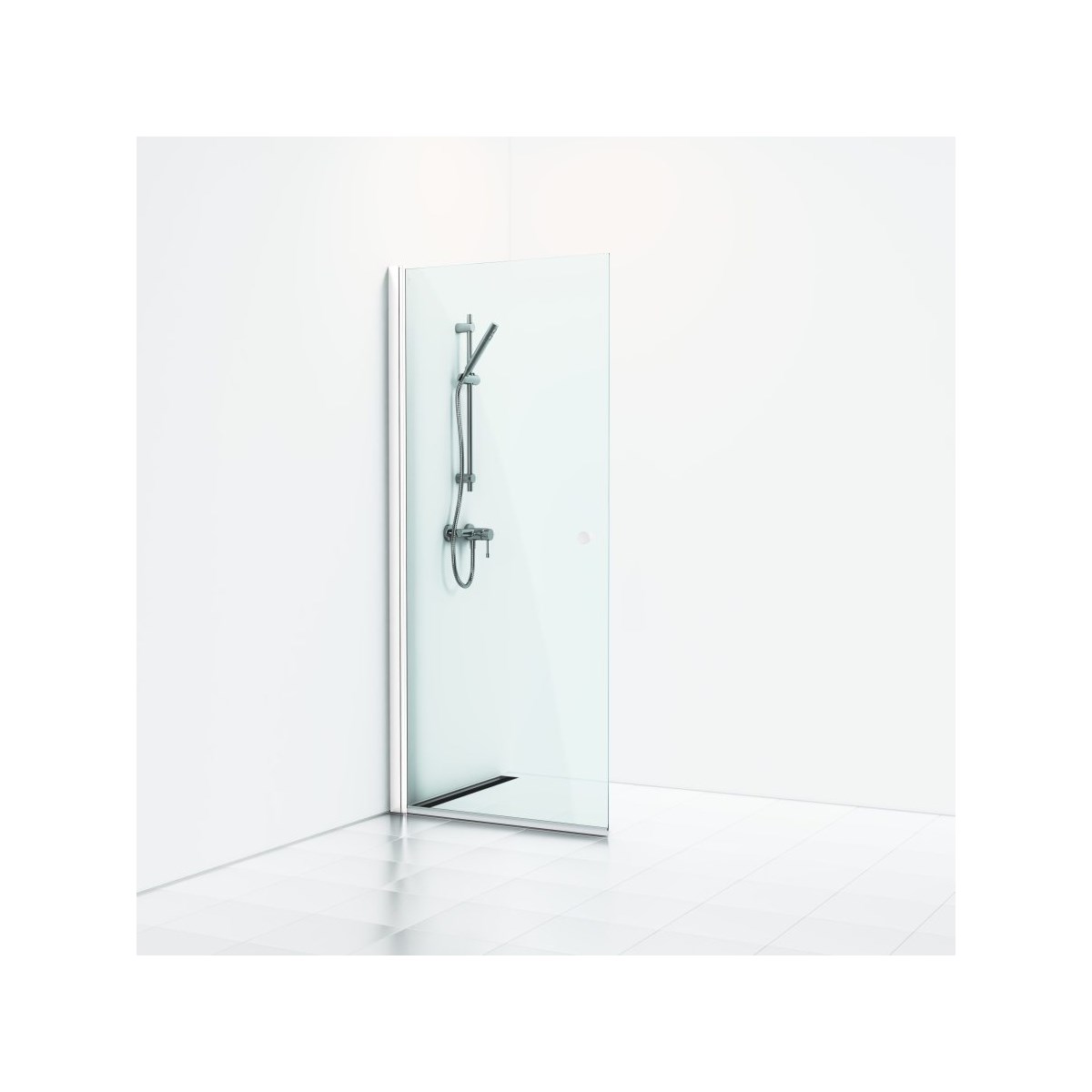 Duschdörr Skoga Knopp Matt, Vit, 97x198cm, Klarglas, Rak