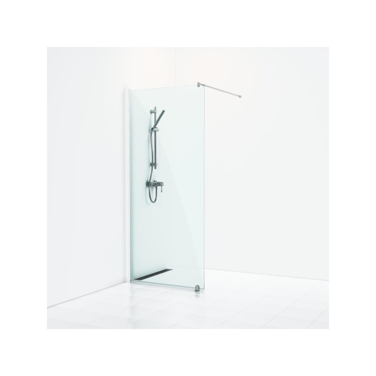 Fast Duschvägg Skoga Matt, Vit, 100x198cm, Klarglas