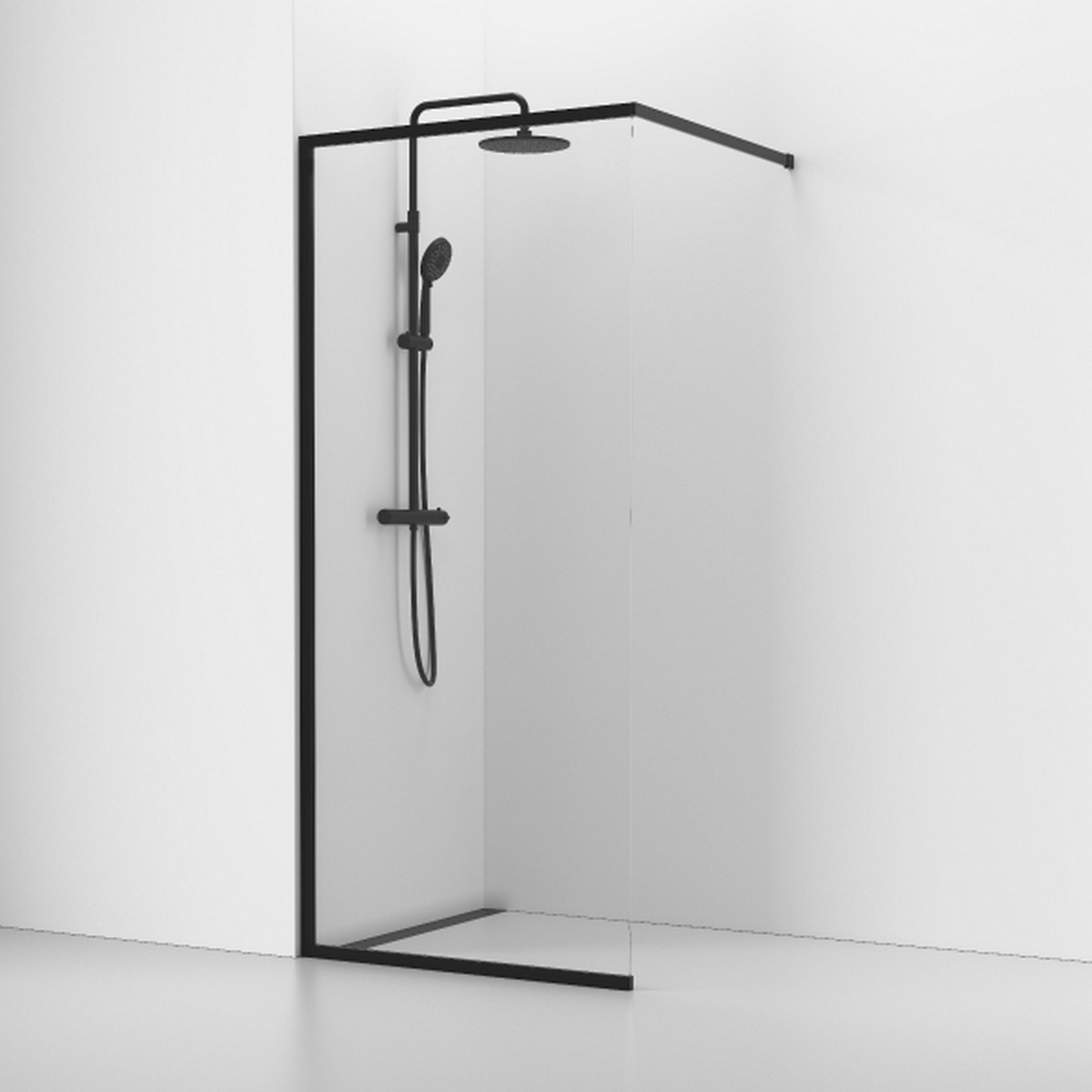 Fast Duschvägg Langfoss Matt, Svart, 80x200cm, Kristallglas