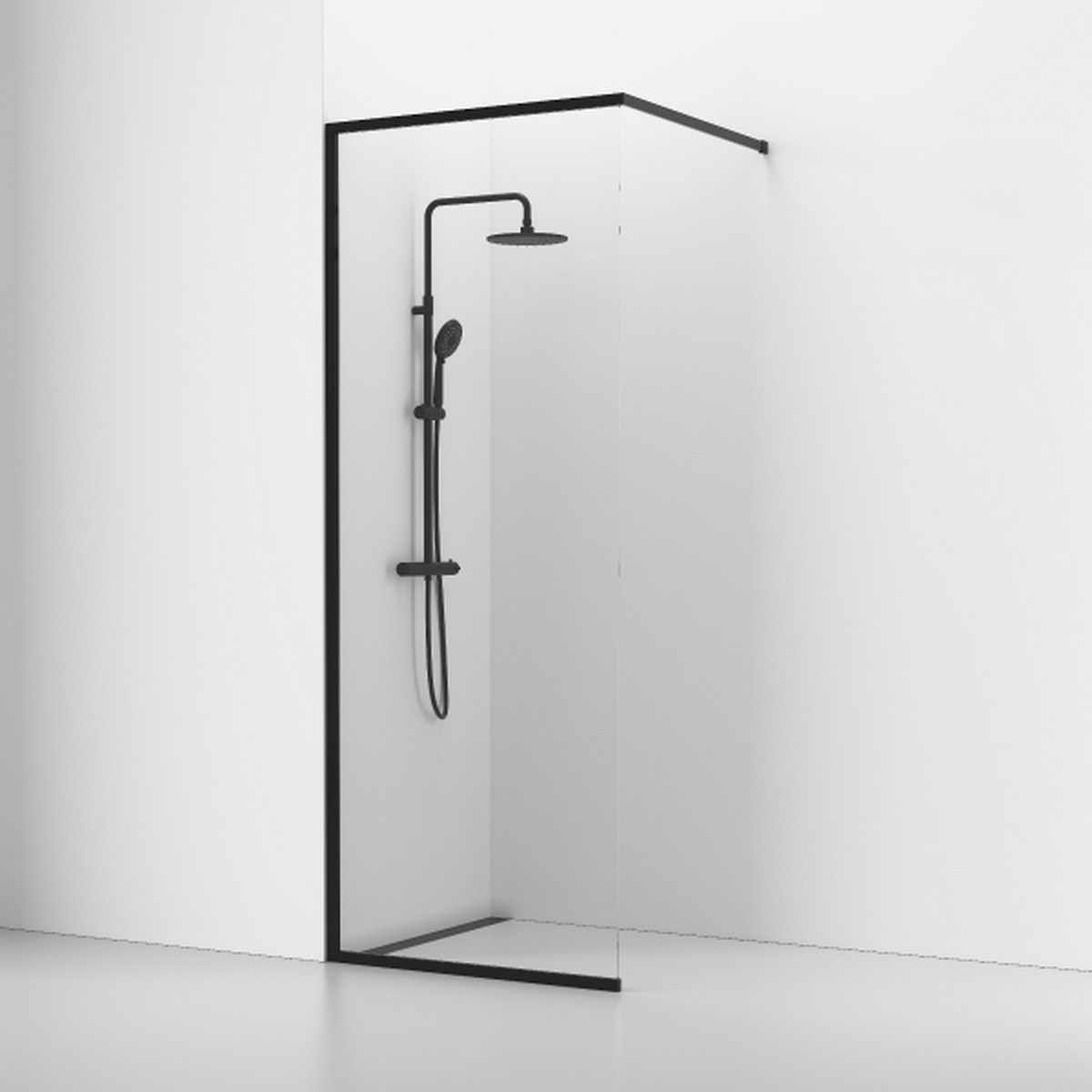 Fast Duschvägg Langfoss Matt, Svart, 80x230cm, Kristallglas