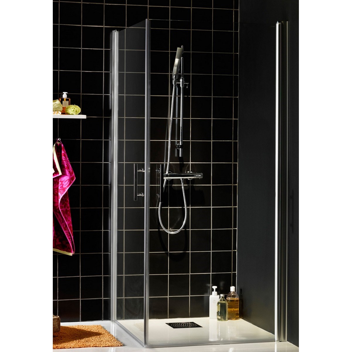 Duschhörna Igloo C Aluminium, 90x90x200cm, Klarglas, Rak