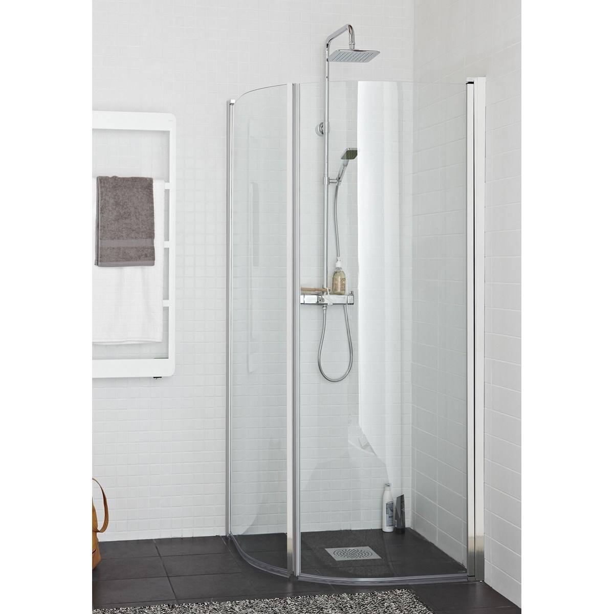 Duschhörna Original Round Krom, 70x70x200cm, Klarglas