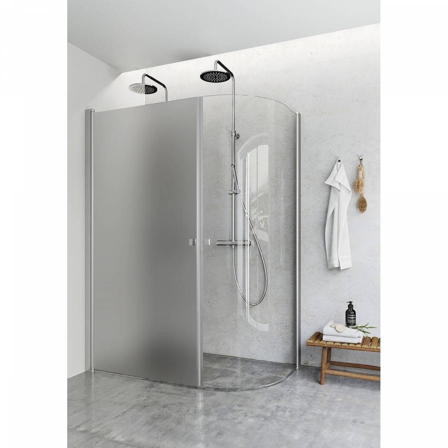 Duschhörna Igloo Pro J Aluminium, 80x70x200cm, Klarglas, Frostat Glas