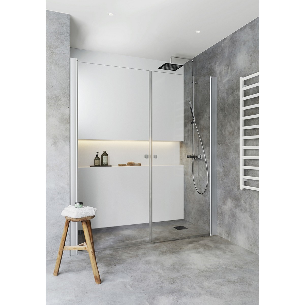 Dubbel Duschdörr Nisch Igloo Pro Aluminium, 1390 (700x700)mm, Klarglas