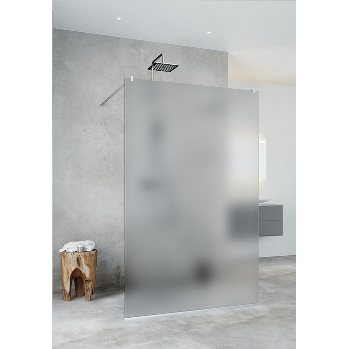 Fast Duschvägg Igloo Pro Aluminium, 100x200cm, Frostat Glas