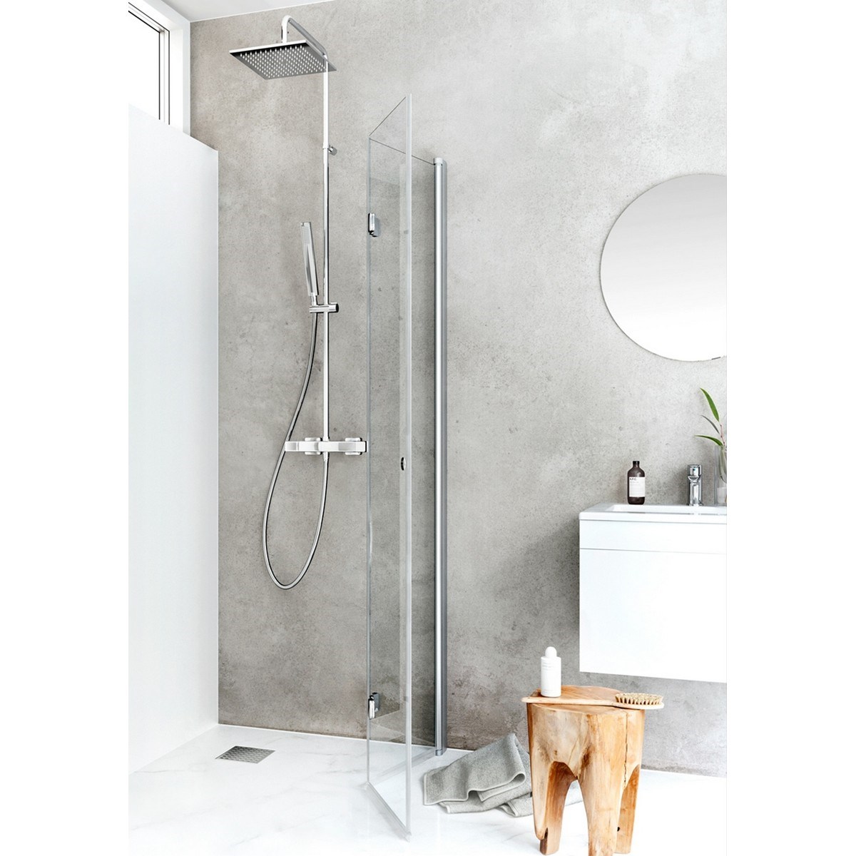 Vikbar Duschdörr Igloo Pro Vik Aluminium, 68x200cm, Klarglas