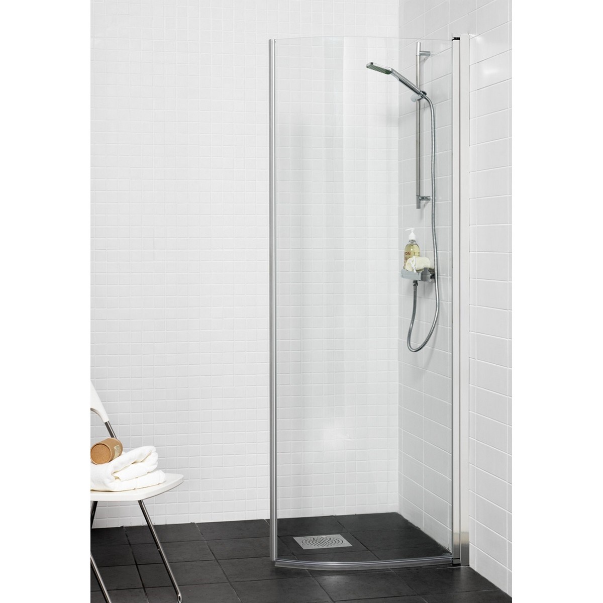 Duschdörr Original Round Krom, 53x200cm, Klarglas