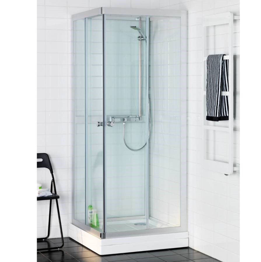 Duschkabin Polaris Sq Silver, 90x90x200cm, Klarglas