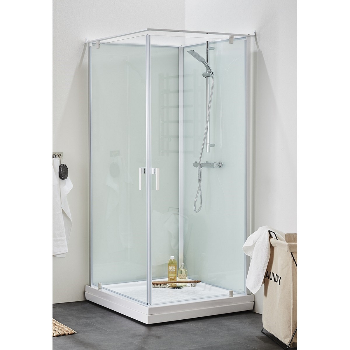 Duschkabin Breeze Square Silver, 90x90x198cm, Klarglas