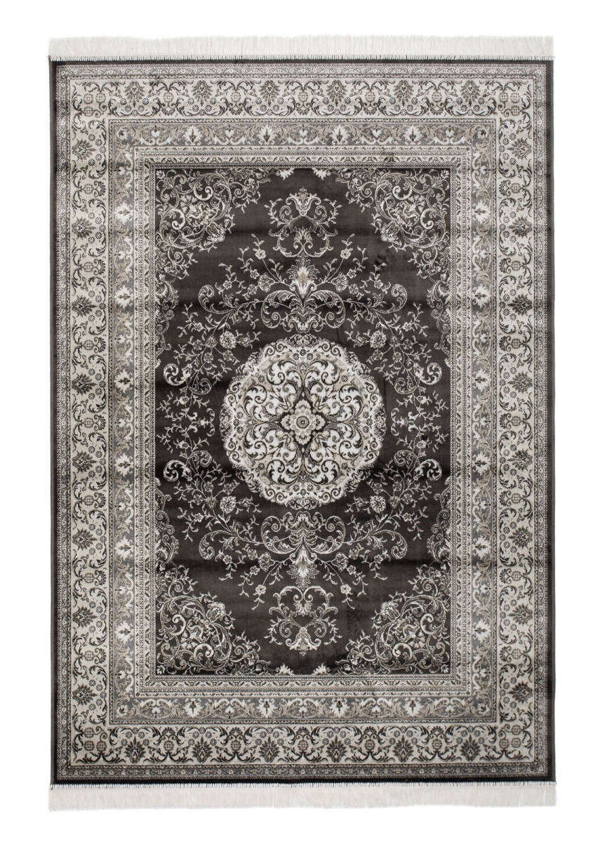 Viskosmatta Casablanca Medallion Mörkgrå, 80x150cm
