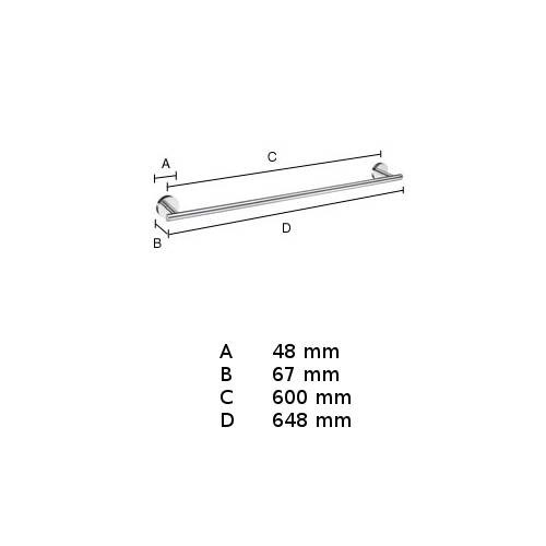 Handdukshängare Home 600mm, Krom