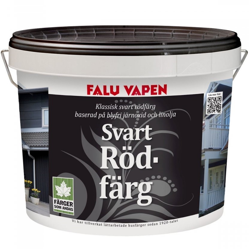 Slamfärg Rödfärg Penselkvalitét Svart, S8500-n, 10L