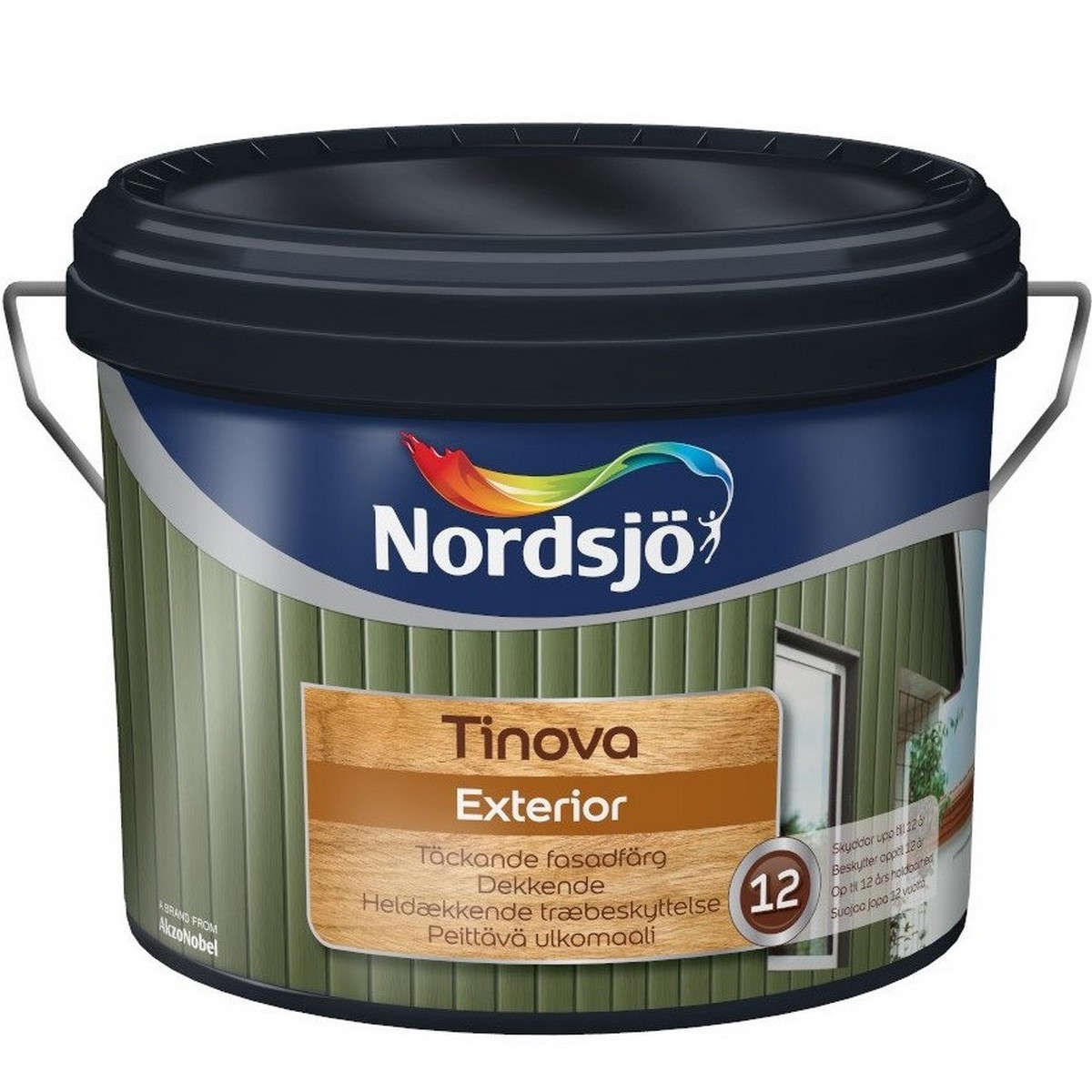 Träfasadfärg Tinova Exterior 337 Black, Halvmatt, 10L