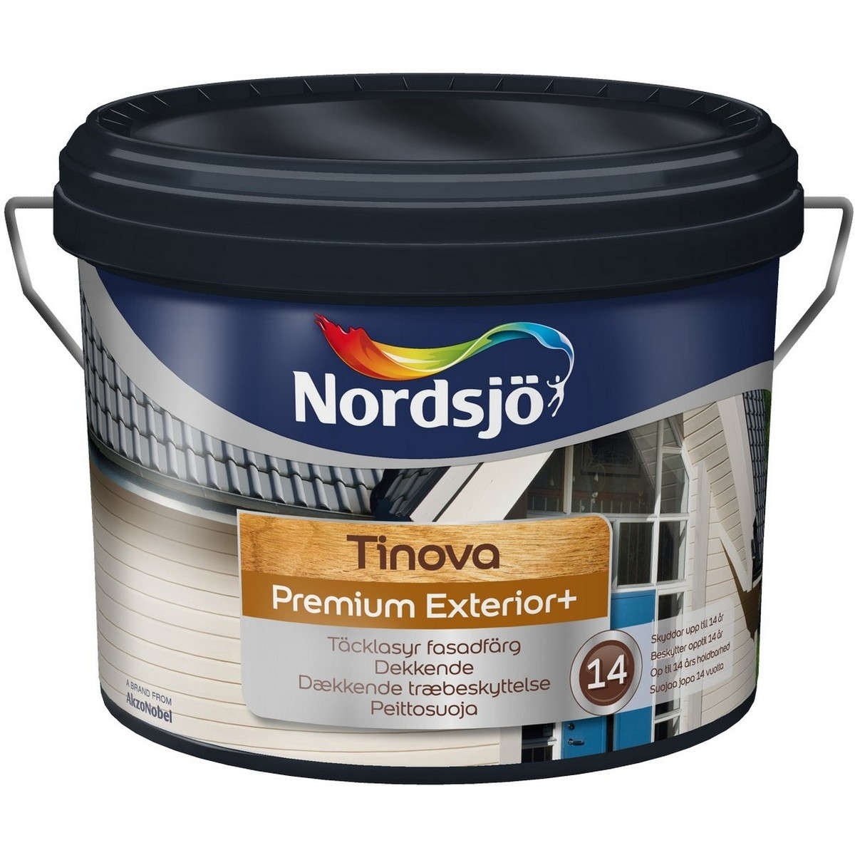 Träfasadfärg Tinova Premium Exterior+ 337 Black, Halvmatt, 10L