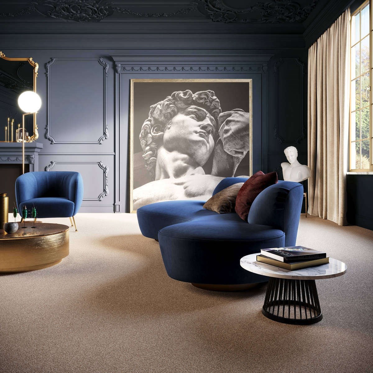 Heltäckningsmatta Classic Life Glory 34 500cm, Beige