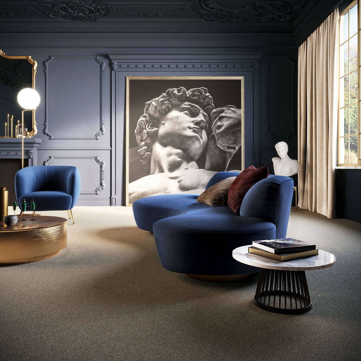 Heltäckningsmatta Classic Life Glory 45 500cm, Beige