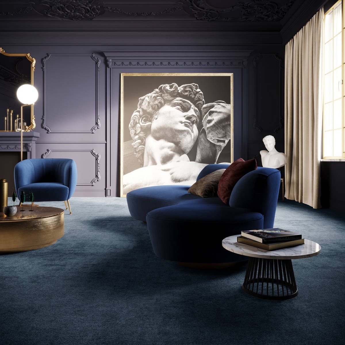 Heltäckningsmatta Classic Life Moments 75 400cm, Blå