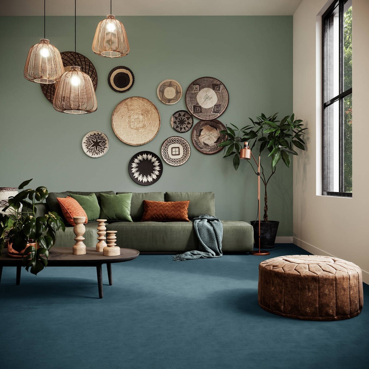 Heltäckningsmatta World Life Relax 75 400cm, Blå