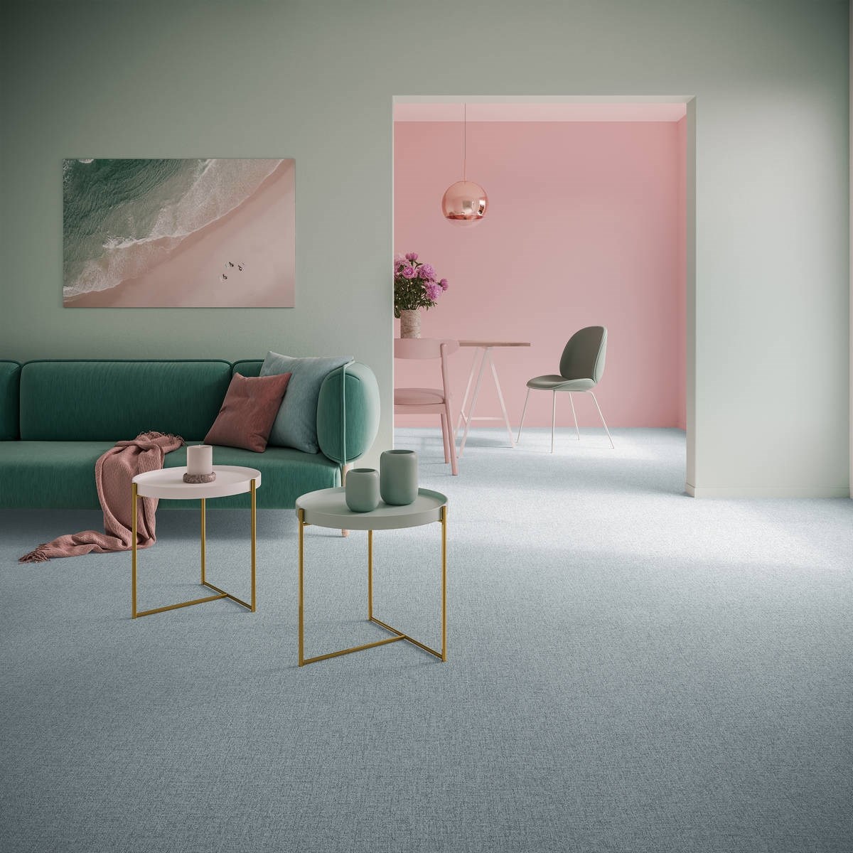 Heltäckningsmatta Sweet Life Happy 77 500cm, Blå