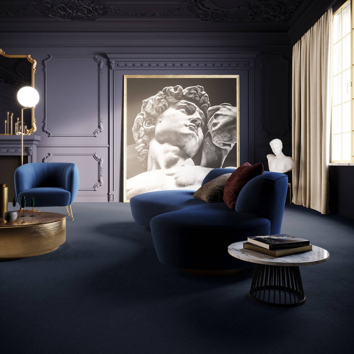 Heltäckningsmatta Classic Life Feeling 78 500cm, Blå