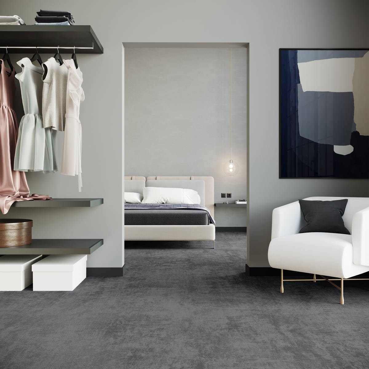 Heltäckningsmatta City Life Relax 97 400cm, Blå