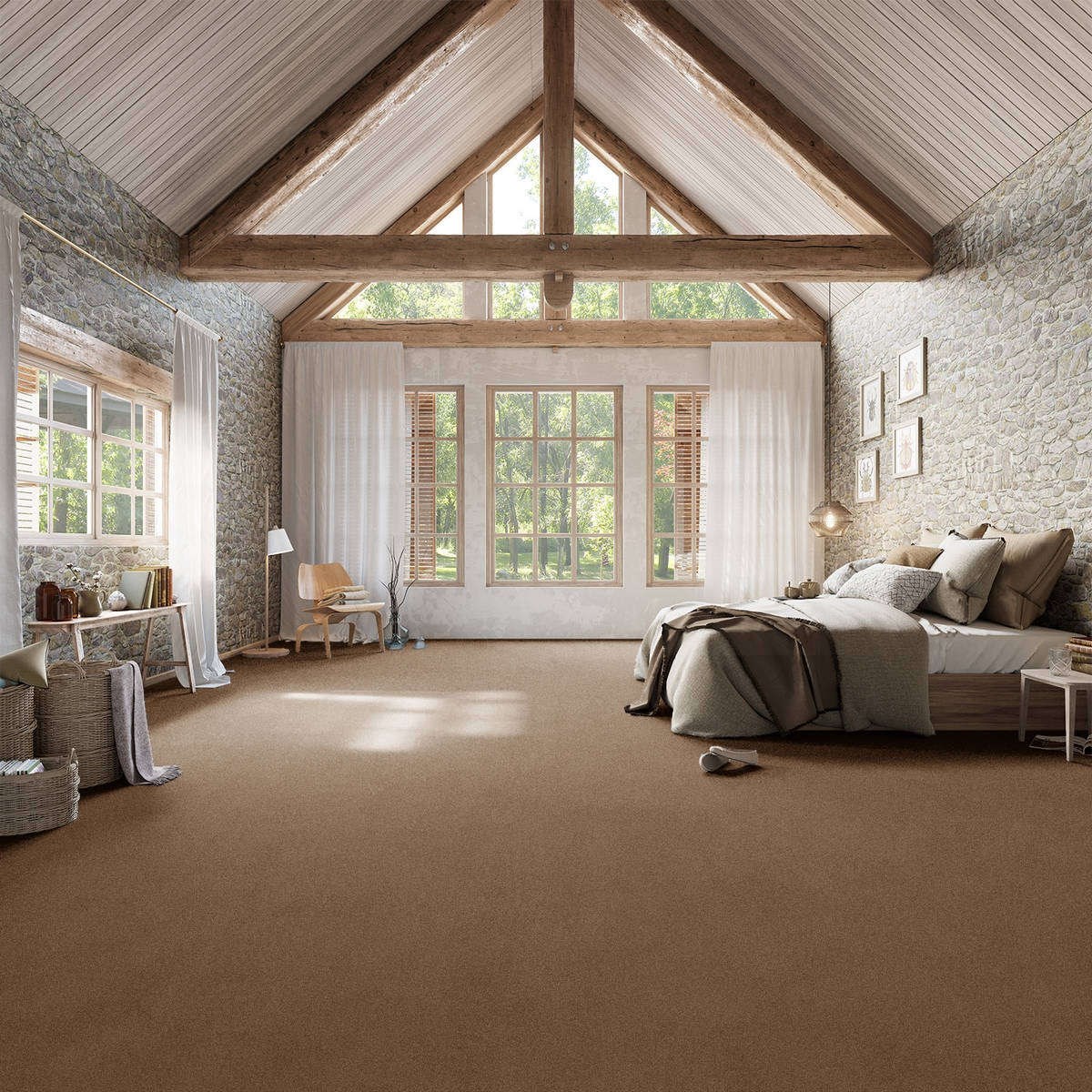 Heltäckningsmatta Simple Life Touch 35 400cm, Brun