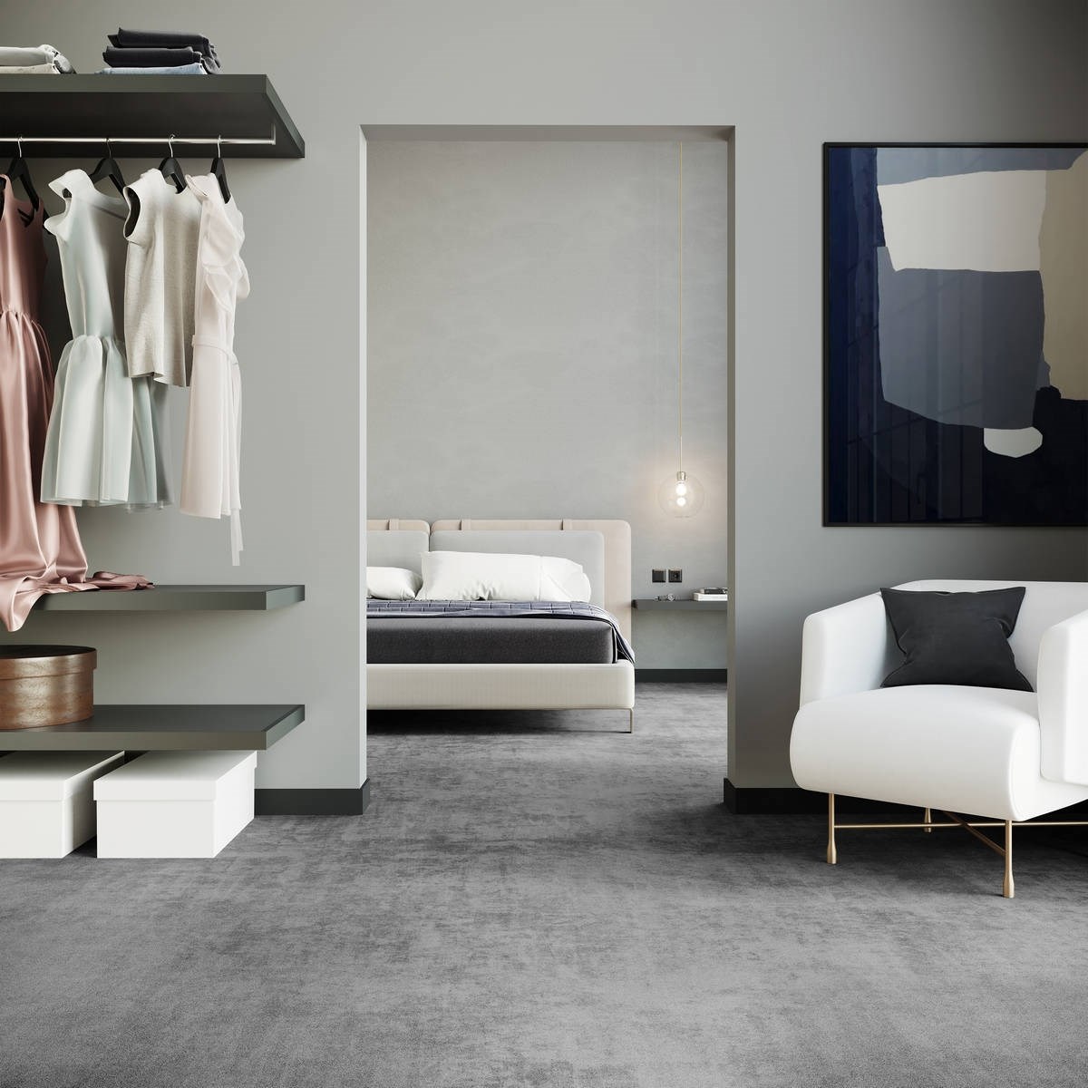 Heltäckningsmatta City Life Glory 95 400cm, Grå