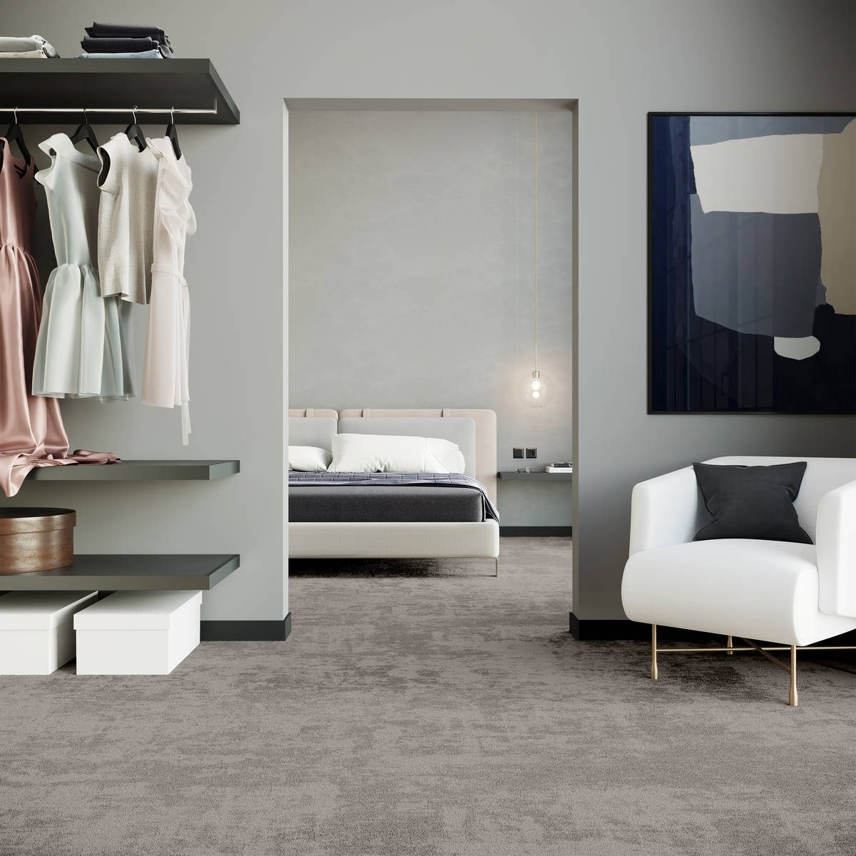 Heltäckningsmatta City Life Moments 95 500cm, Grå