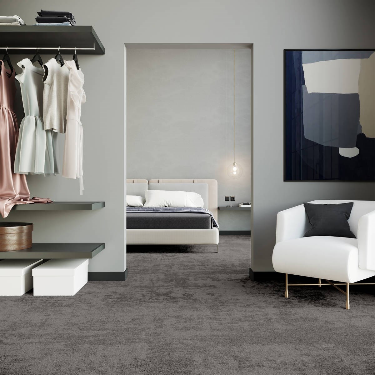 Heltäckningsmatta City Life Moments 97 400cm, Grå