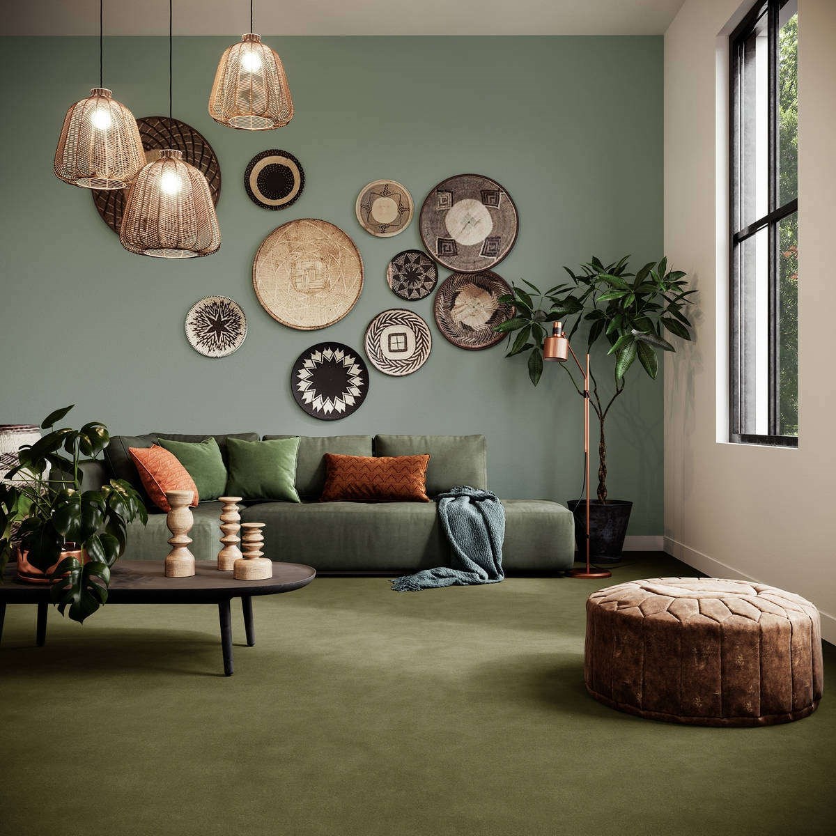 Heltäckningsmatta World Life Glory 20 400cm, Grön