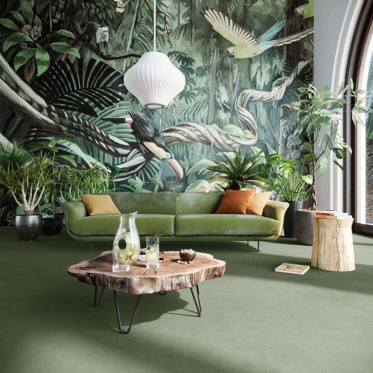 Heltäckningsmatta World Life Feeling 24 500cm, Grön