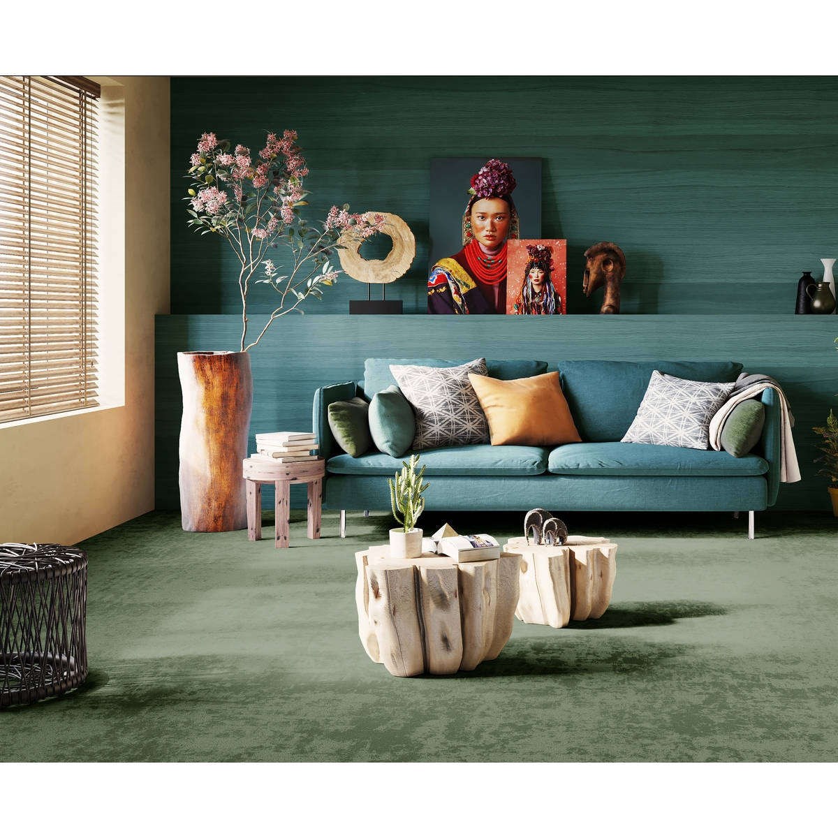 Heltäckningsmatta World Life Touch 24 400cm, Grön