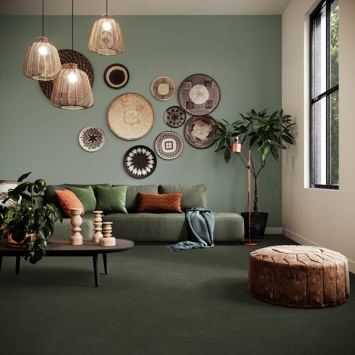 Heltäckningsmatta World Life Zen 29 500cm, Grön