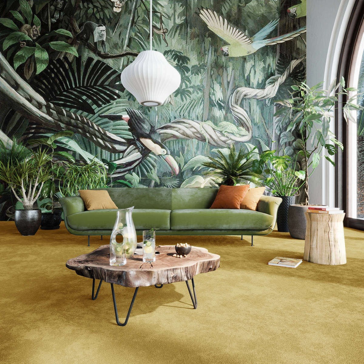 Heltäckningsmatta World Life Lounge 54 400cm, Grön