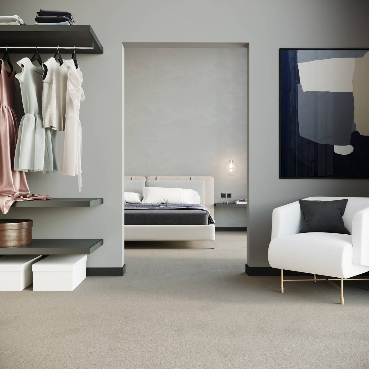 Heltäckningsmatta City Life Feeling 92 400cm, Ljusgrå