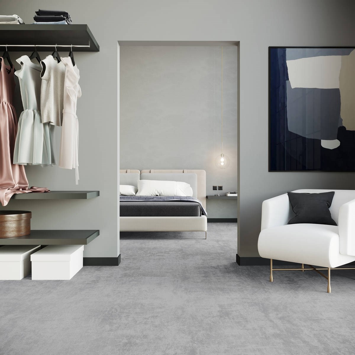 Heltäckningsmatta City Life Relax 92 400cm, Ljusgrå